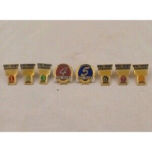 Vintage Walmart Associate/Employee Years of Service Pin Lot-Years 1-8-NICE!